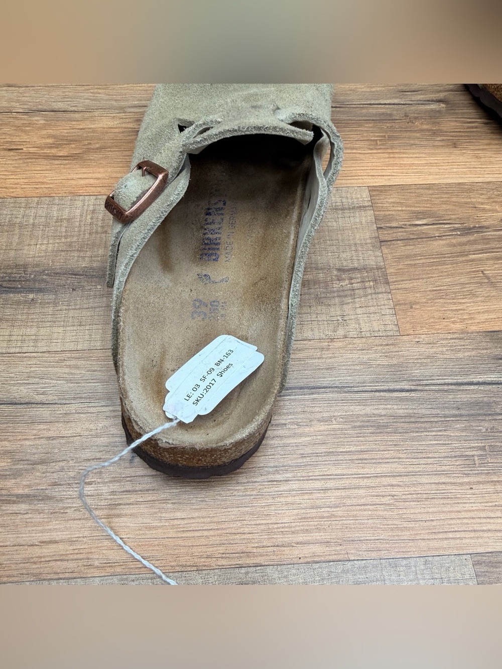 Birkenstock Women's Beige Suede Clogs with Buckle - Picture 6 of 7